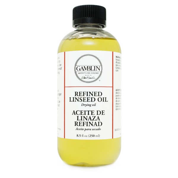 bottle of refined linseed oil