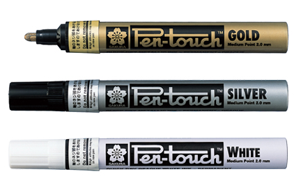 Gold, Silver and White Pentouch Paint Markers