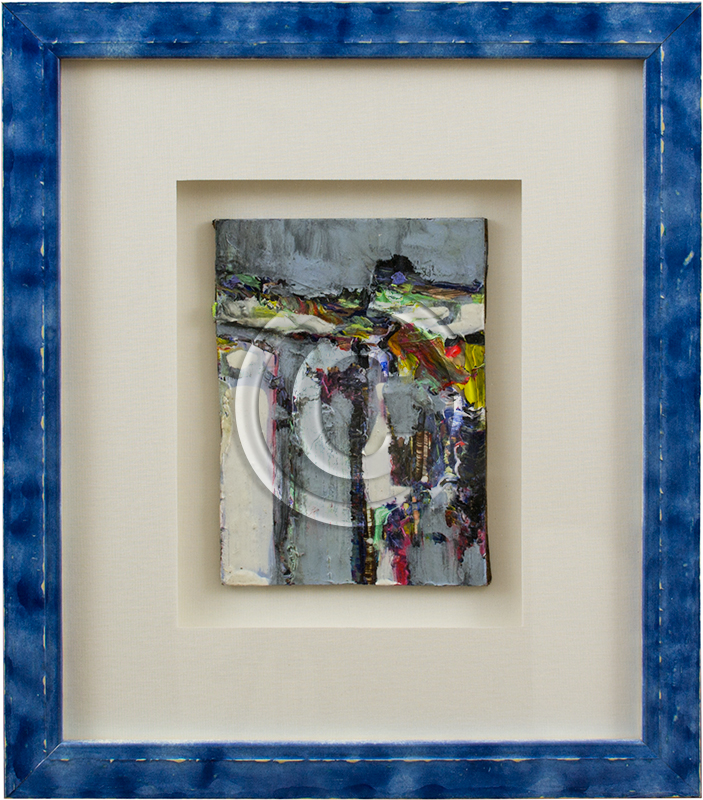 Image of Abstract Oil Painting in Mat & Blue Frame