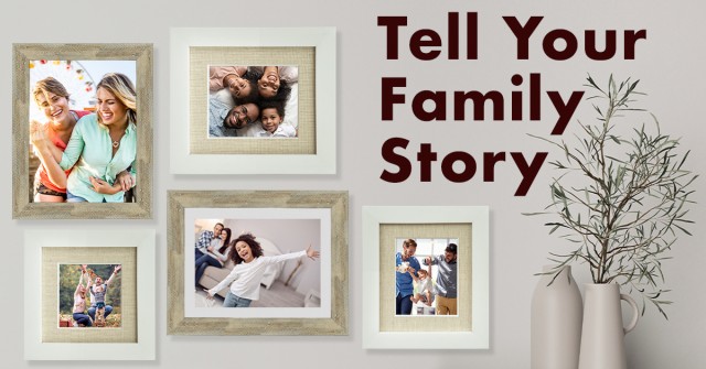 Picture framing wall art for family photos example